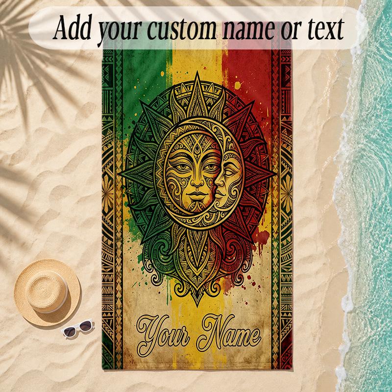 Cosmic Theme Soft Beach Towel Personalized Custom Name Text Towel Portable for Beach Pool Travel