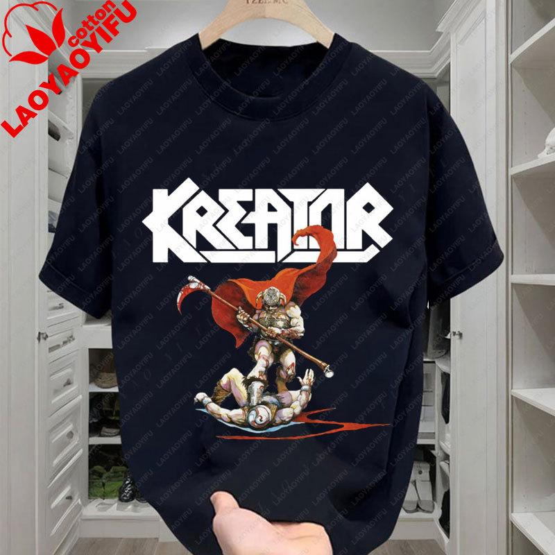 Kreator Футболка Винтажная Тяжелый Металл Группа Музыка Популярная Y2k Одежда Унисекс Женская Хард-рок Уличная Одежда Готика Классика С принтом Футболка Верх