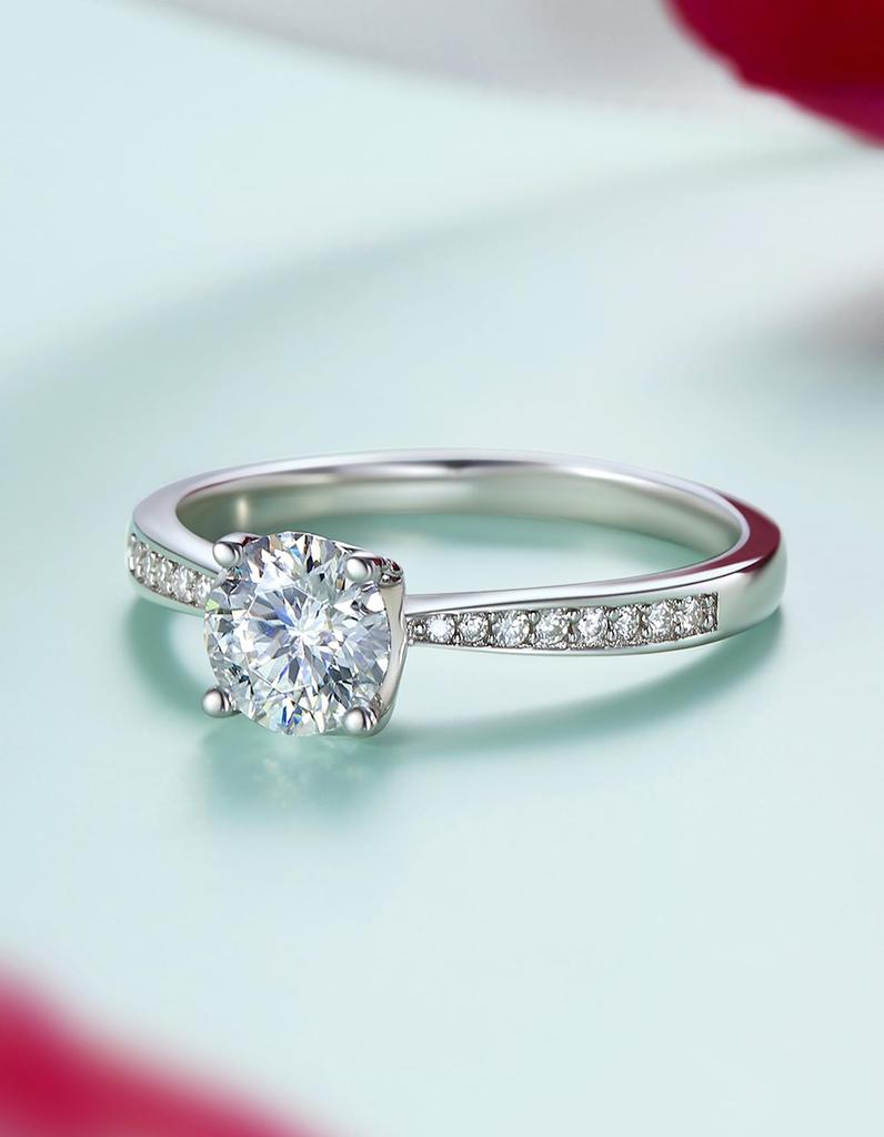 Engagement Ring for 1 carat Moissanite Silver Ring 925 Proposal Ring Engagement [MomentWish] Women, Ring, Ring-Size10