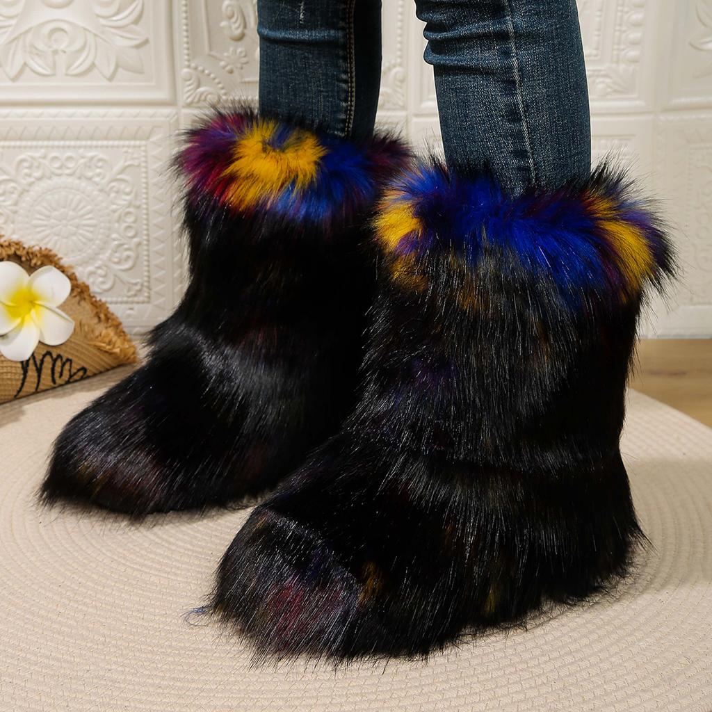 2024 Women's Winter Boots, Women's Fluffy Plush Warm Snow Boots, Luxury Shoes, Women's Fur Boots, 2024able Winter Shoes