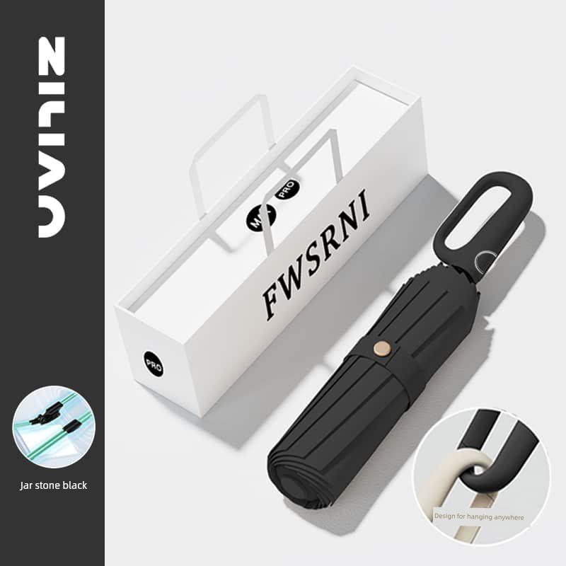 398 Large Automatic Umbrella for Women, Dual-Use for Sun and Rain, with Hook, Foldable, Wind-Resistant, Sunshade, Uv Protection for Men