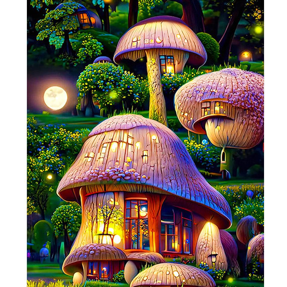 RUOPOTY Наборы для рисования по номерам, набор для рисования по номерам с грибами, сделай сам, набор для рисования по номерам для взрослых, ручная роспись, настенные украшения для дома, 40x50 см