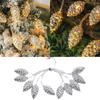 10/20/40LED Fake Pine Cone LED String Lights Gold Silver Fake Plants LED Light Garland  New Year
