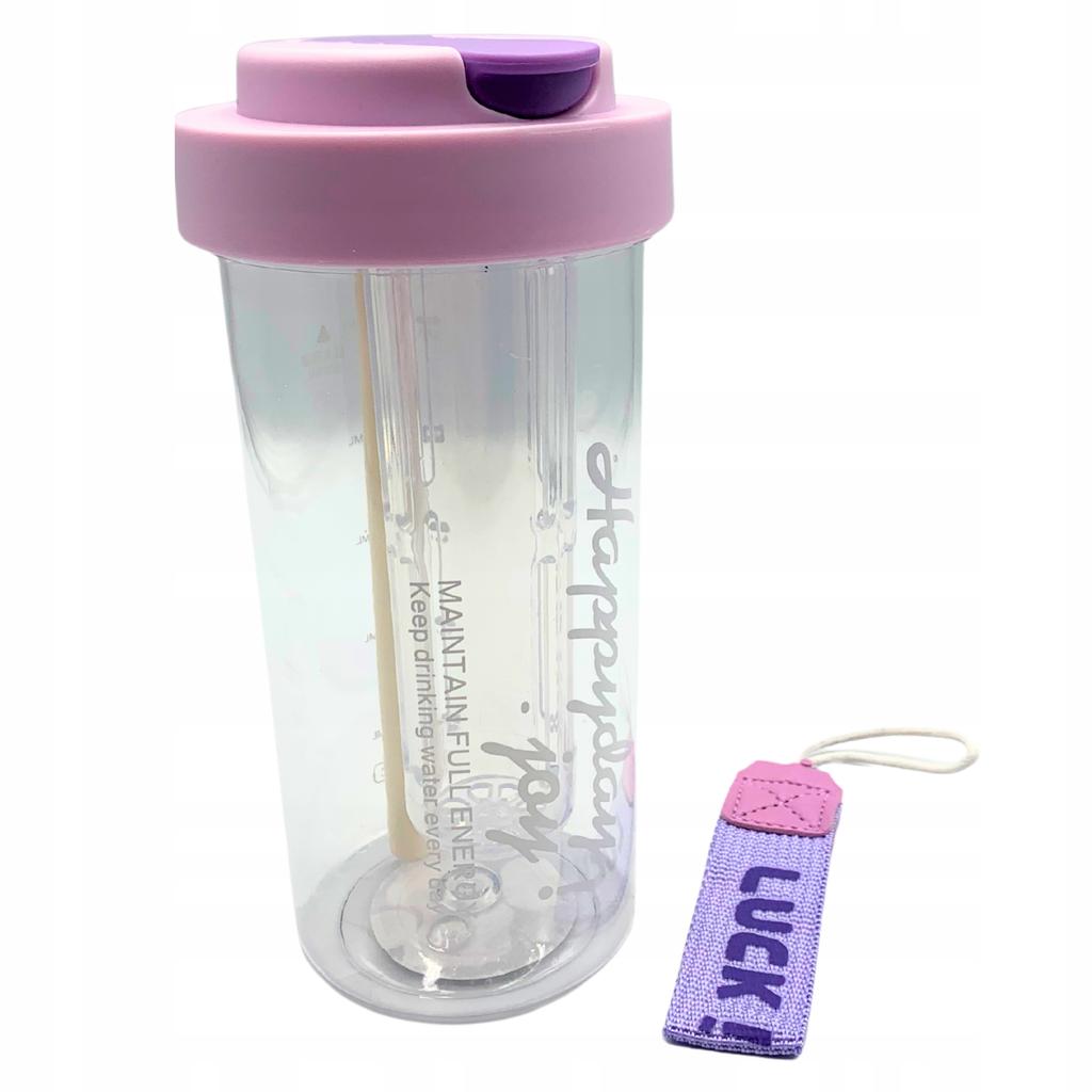 Water Bottle Drink With Straw Durable With Graduated Filter 600 Ml