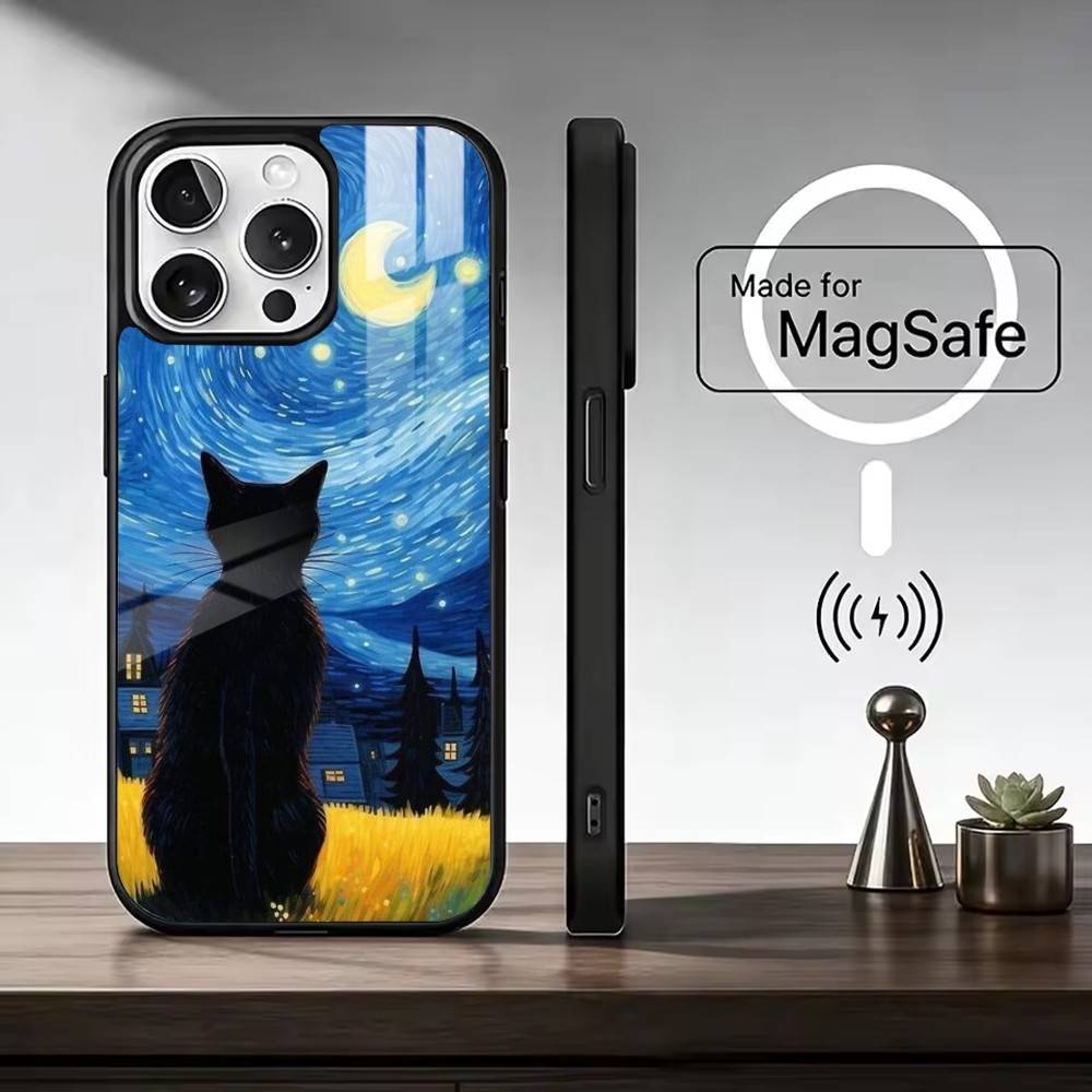 V-Ван Гог Забавный Чехол Для Телефона Ca Для iPhone17,16,15,14,13,12,11 Plus,Pro Max Магнитный Для Magsafe Беспроводной Зарядки