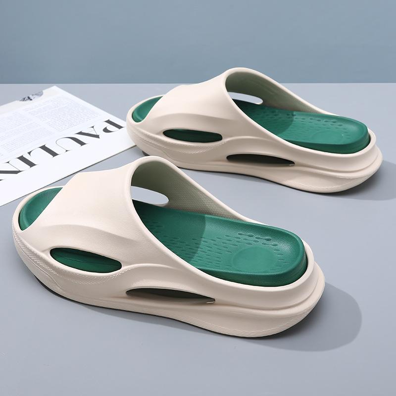 Summer One-word Drag Men's Thick-soled Soft Elastic Home Slippers Beach Outdoor Non-slip Fashion Simple Sandals