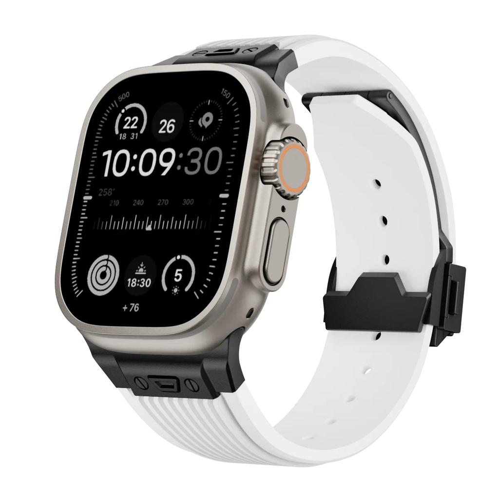 Силиконовый спортивный ремешок для Apple Watch Ultra 2/1 49мм Series 10 9 8 7 46мм 45 44 Резиновый ремешок для iWatch 6 5 4 3 Se 44мм 42мм
