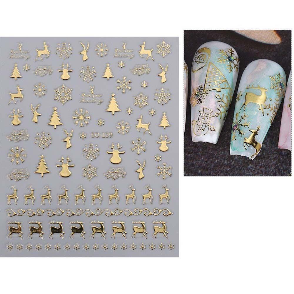 Manicure Ornaments Christmas Bronzing Nail Stickers Christmas Bronzing Nail Decals  Girls