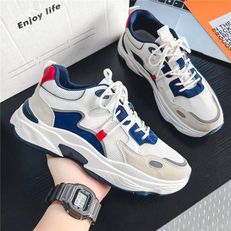 Customizable Men's Sports Leisure Running Shoes New Height Increasing Mesh Breathing Upper Material Versatile Synthetic Upper
