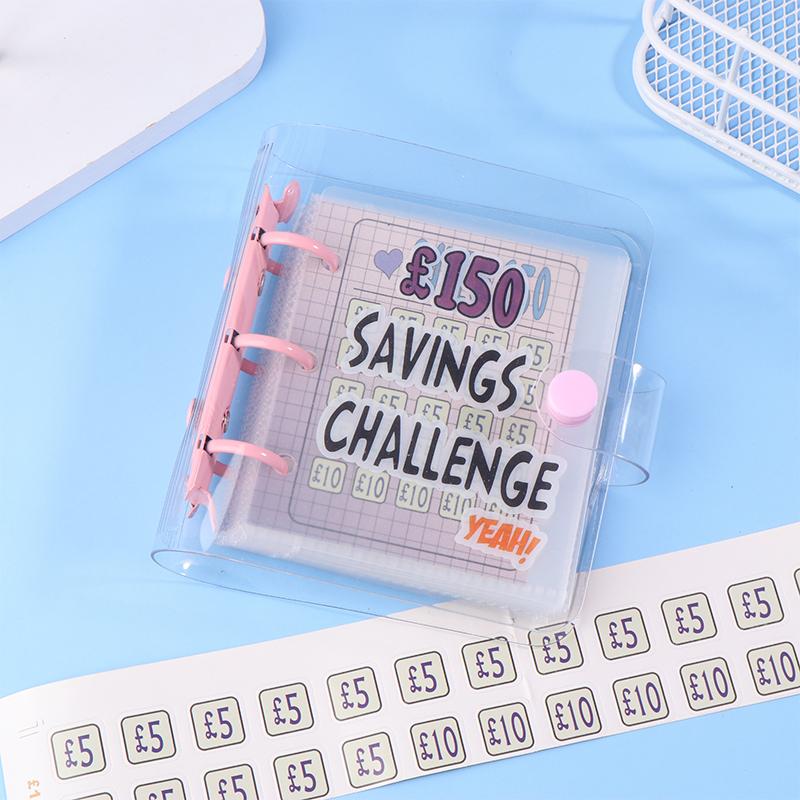 Мини-папка Savings Challenge £150/300/500/2100/5000 Папка для экономии денег, 3 отверстия, ПВХ-папка, блокнот, бюджетная книга для хранения наличных денег