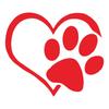 Car Heart Decal, Auto Waterproof Dog Paw Decoration, Reflective Love Paw Print Car Sticker,