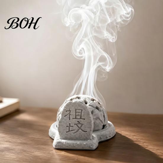 Decorative Incense Holders for Entrances 3D Printed Tomb Burner Ornament, Imitation Stone Texture Creative Humorous Gifts Classmates Burner,