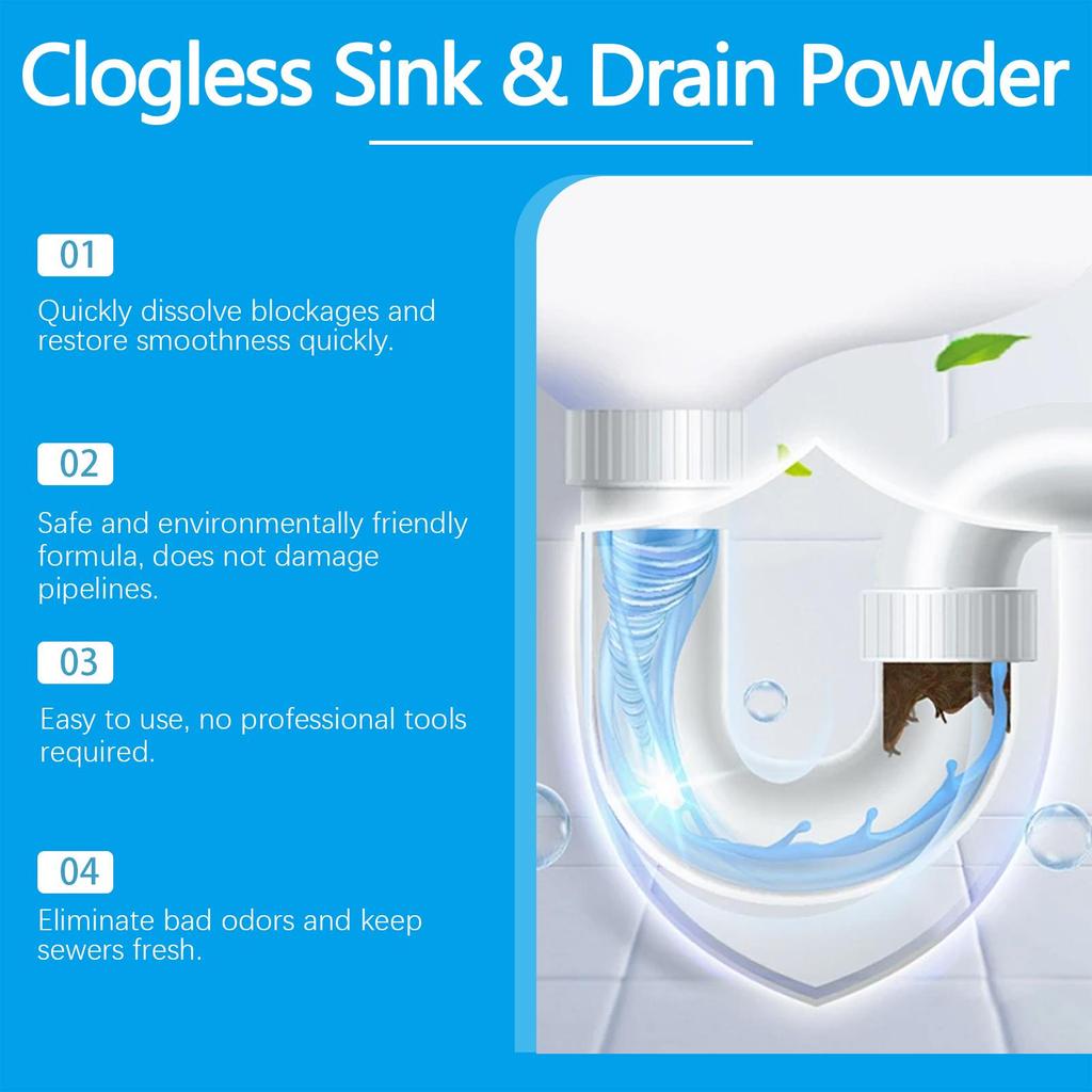 Jaysuing Drain Cleaning Powder 6pcs Pipe Unblocking Dissolving Powder Drain Cleaners Powder Remove Odor