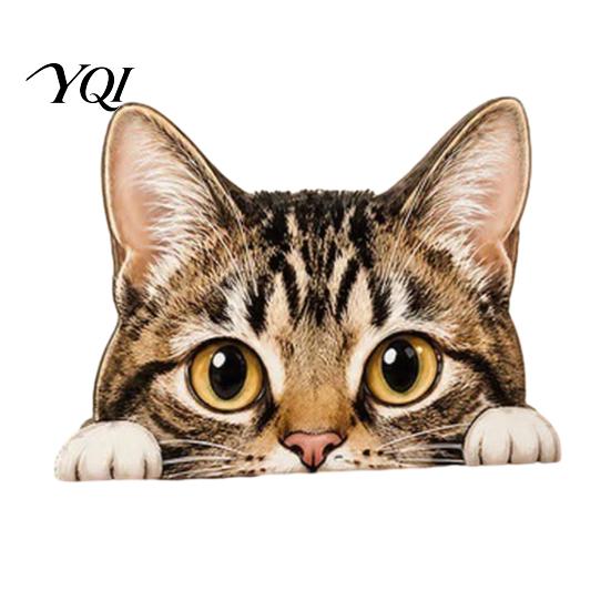 Decorative Figurine for Bookshelves Cute Cat Shelf Sitter Ornament, Wooden Peeking Kitten Figurine, Lover Gift Ideas 2D Flat Statue Desktops