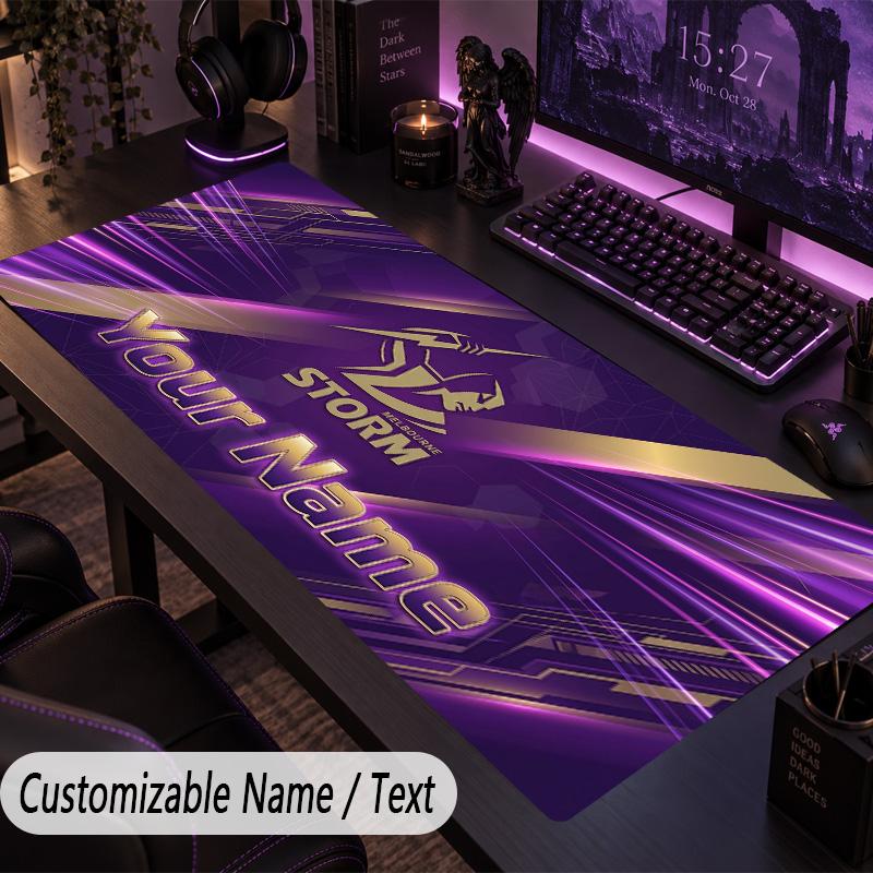 Large Mouse PadMelbourne Storm Custom Name Text Personalized Desk Mat Non Slip Gaming Pad