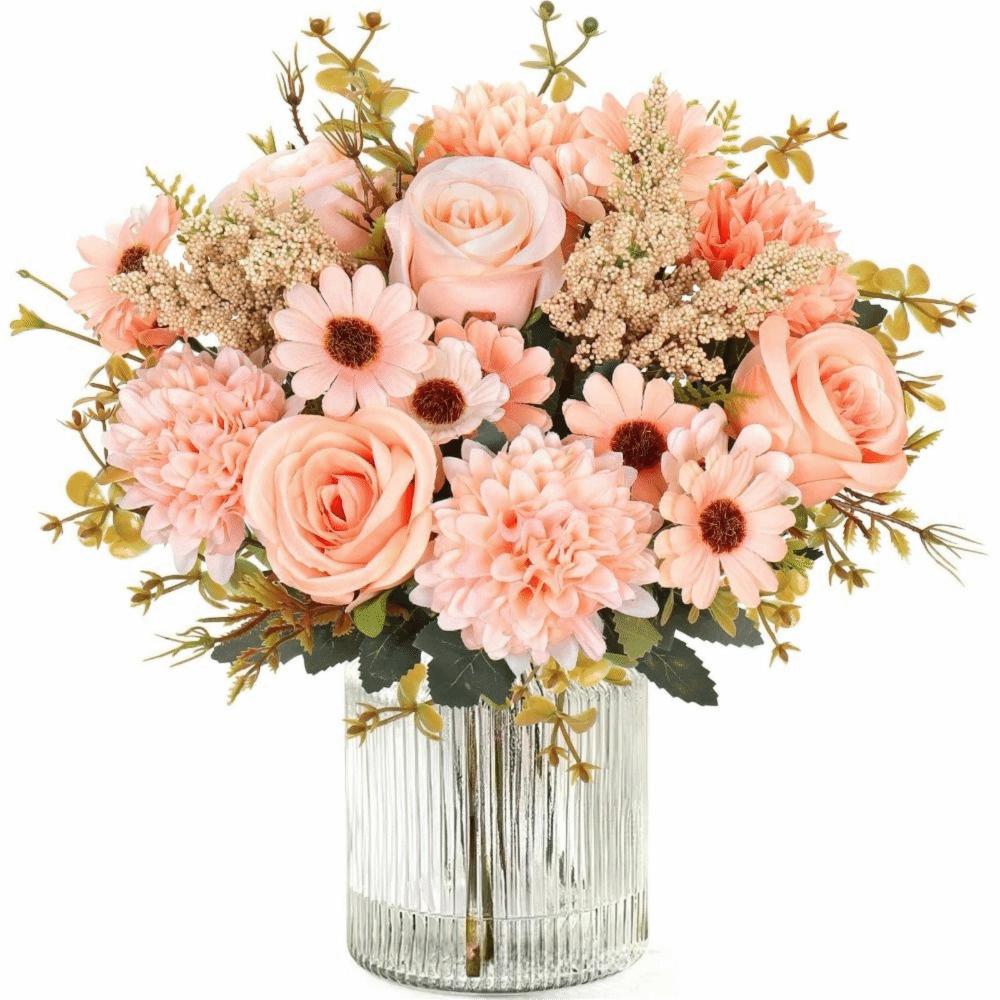Rose Daisy Simulation Flower Silk Petals Decorative Flower Bouquet Faux Flower Wedding Ornament