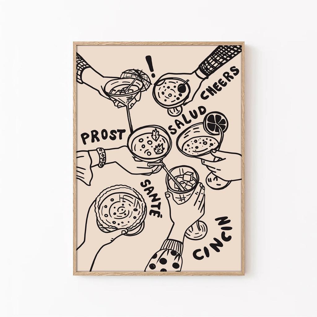 Винный Алкоголь Ура Принт Ретро Постер Барная Тележка Холст Настенное Искусство Декор Напитки Подарок Дом Гостиная Ванная Декор плакаты