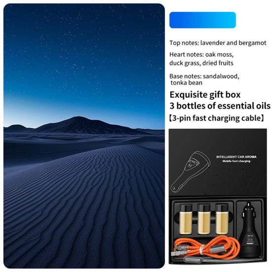 Адаптер автомобильного зарядного устройства USB-C с ароматерапией Быстрая зарядка Универсальный 2-в-1