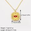 Nidin New Trendy Square Shape Evil Eye Charm Pendant Necklace For Women Men Copper Shiny Crystal Zircon Clavicle Chain Jewelry