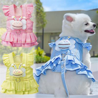 Яркое платье-шлейка для собак с поводком для маленьких пород, тренировочный жилет для комфортной и безопасной активности на открытом воздухе