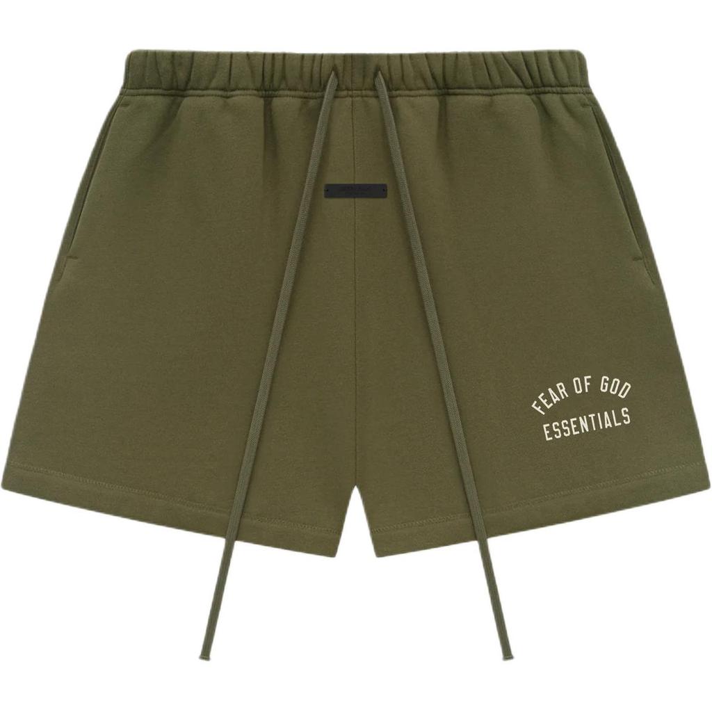 Fear of God Essentials Флисовые Футбольные Шорты Мужские Военные Низ Зеленый 160BT242005F