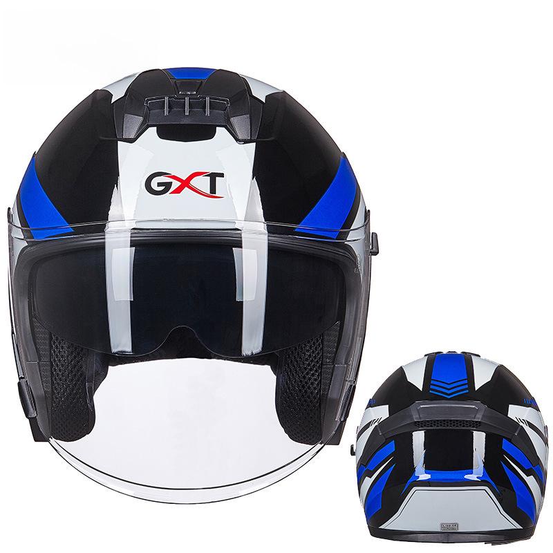GXT Electric Motorcycle Helmet: Four-Season Sun Protection, Double Lens, Lightweight, Stylish, Half-Helmet for Summer.