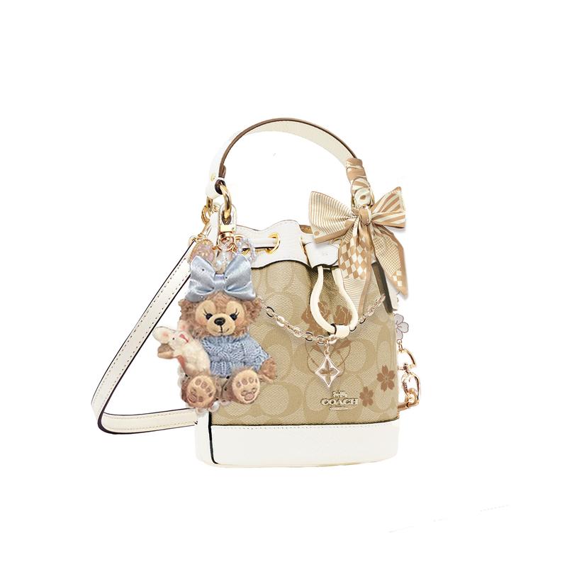 COACH handbag [Customized bag] Dempsey 15 classic old flower cherry blossom extension detachable shoulder strap bow ribbon doll Blues Bear Basic Model