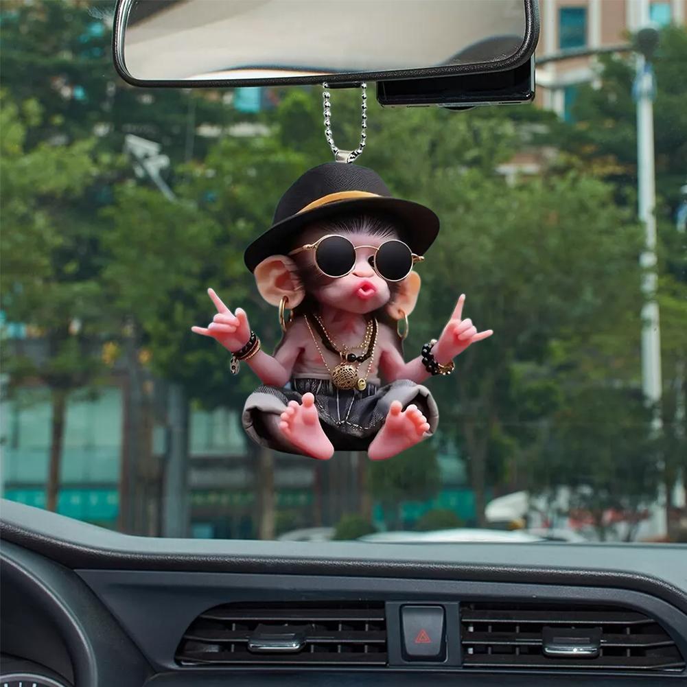 Новый 2D акриловый персонализированный кулон Мультяшный декор для зеркала заднего вида Автоаксессуары Украшение Автомобиль Обезьяна Подвеска W7c8