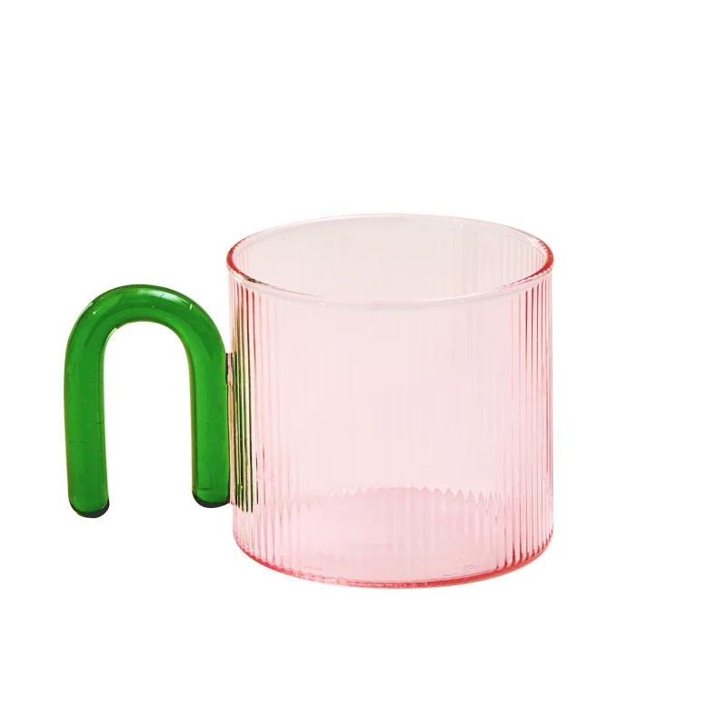 Colorful Handle Ripple Coffee Cup Heat Resistance Glass Mug Milk Tea Office Cups Drinkware Birthday Gift Coffee Mugs