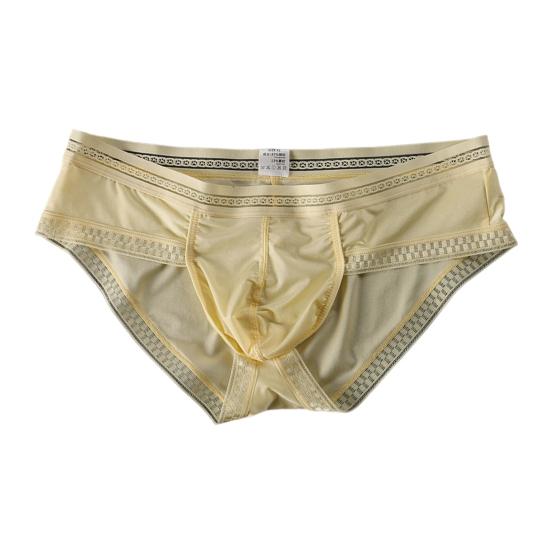 Men Briefs Solid Color Low-rise Ice Silk Briefs U-Convex Large Space Not Tight