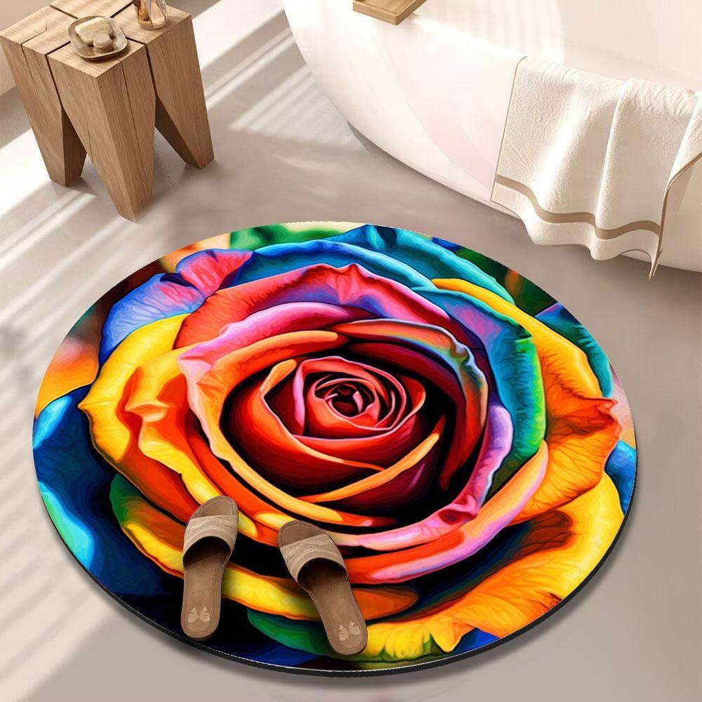 Нескользящий коврик для пола «Пион» специальной формы, коврик для пола в ванную комнату для гостиной, чайного столика, прикроватный