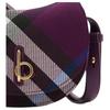 Burberry Purple Check Saddle Crossbody Bag, Luxury Gold-Tone Turn-Lock Hardware Adjustable Strap Shoulder Handbag for Women, Daily Commut 80950611