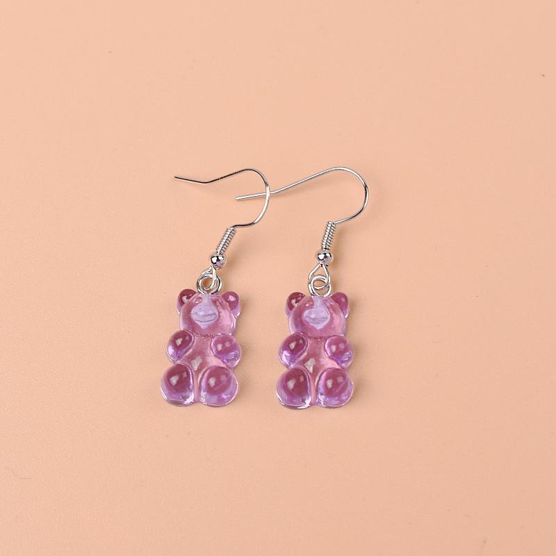 Серьги-мишки из смолы конфетных цветов для женщин - Милые мультяшные прозрачные украшения