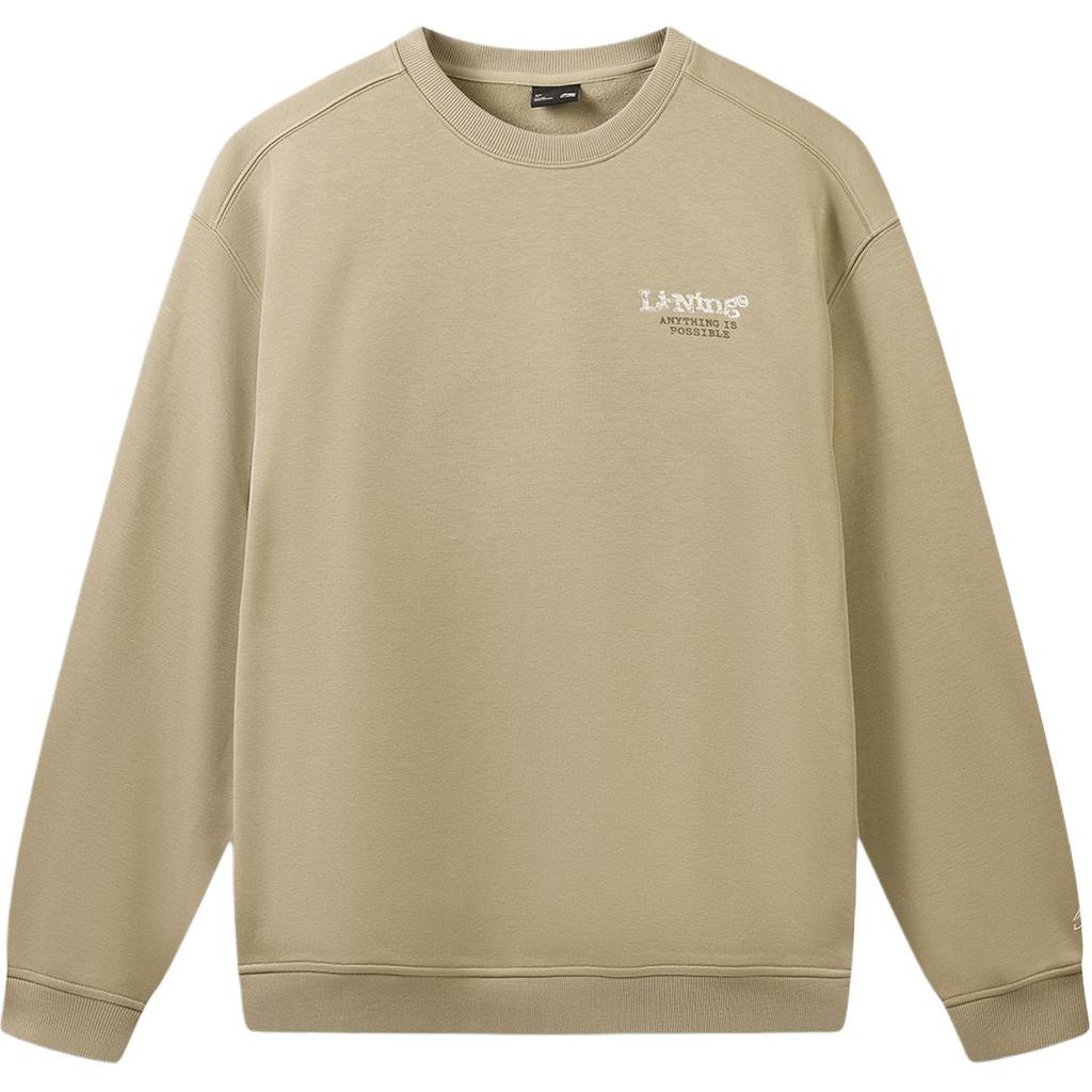 Men's Li-Ning Sports Life Collection Sweatshirts Unisex Mole Umber Crew Neck Moderate Straight Fit
