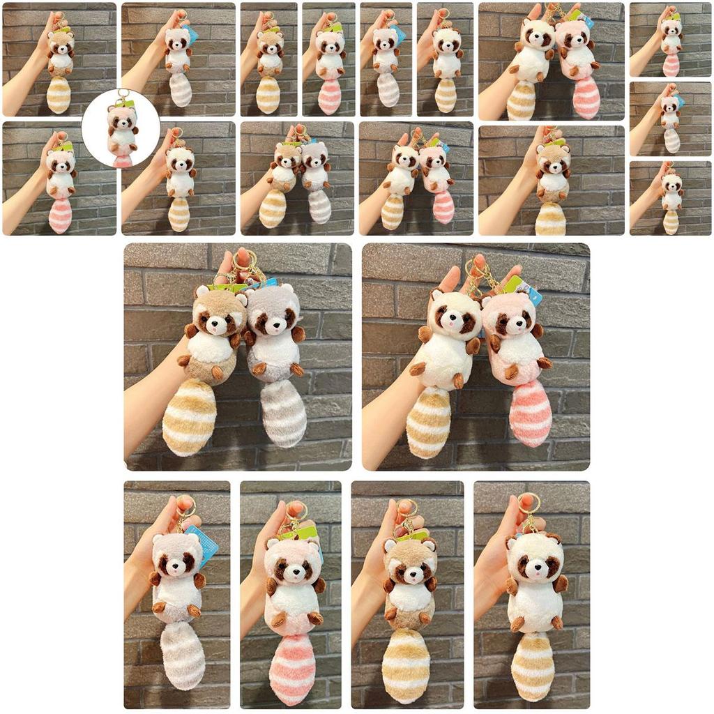 Fluffy Raccoon Plush Keychain Bag Decoration, Doll, 15*6.5cm