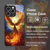 Эстетичный Чехол из Закаленного Стекла с Узором Огненного Пера Феникса для iPhone 17 16 Pro Max 15 14 Plus 13 12Mini 11 X XS MAX