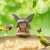 5inch Flower Fairy Garden Statue Bird Feeder Tray Outdoor Resin Home Crafts Garden Fairy Courtyard Decoration Statue