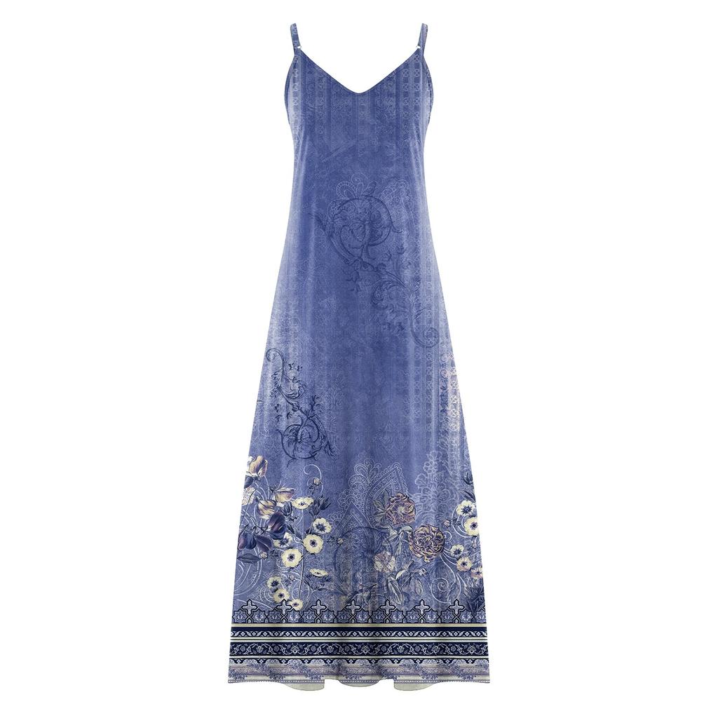 Женское модное повседневное тонкое платье без рукавов с принтом и пуловером