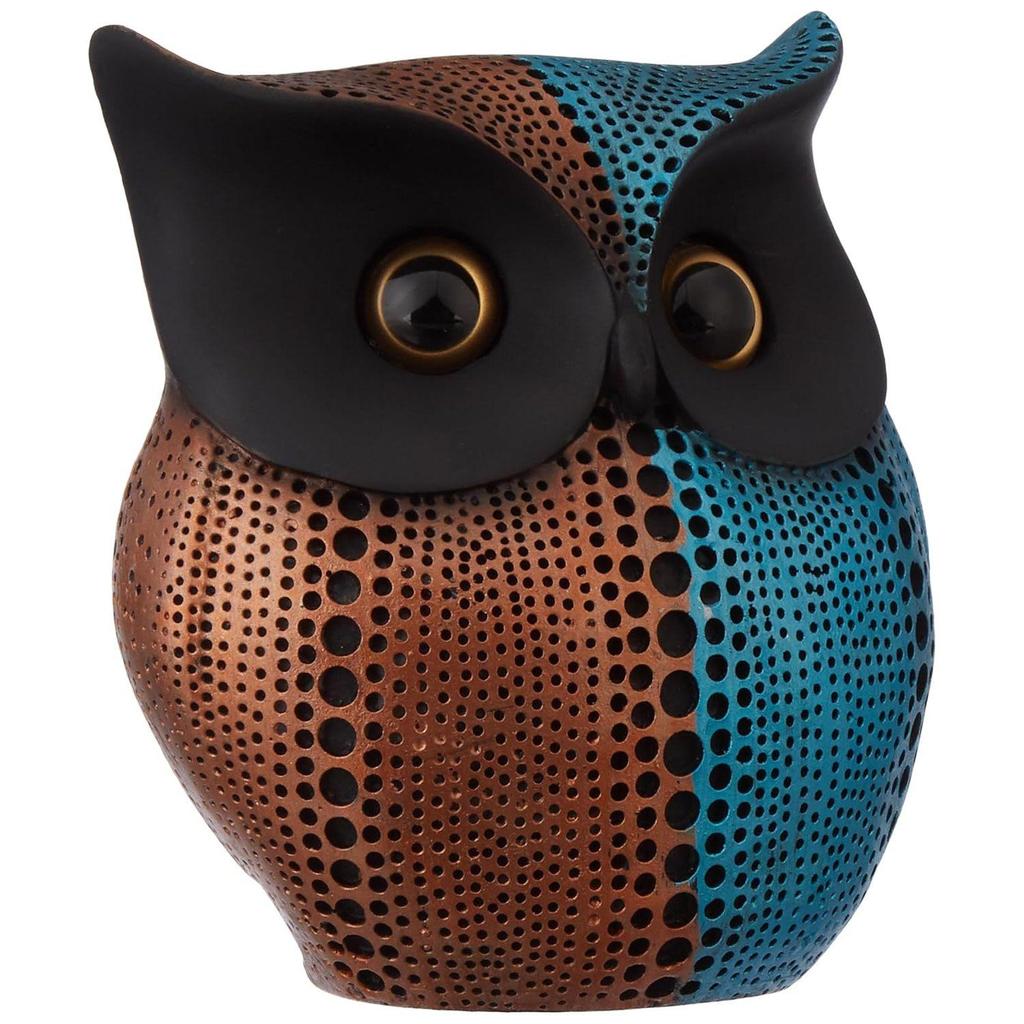 Современная стильная счастливая сова смола арт фигурка экспонат (Упаковка из 1 шт., розового и голубого цвета)