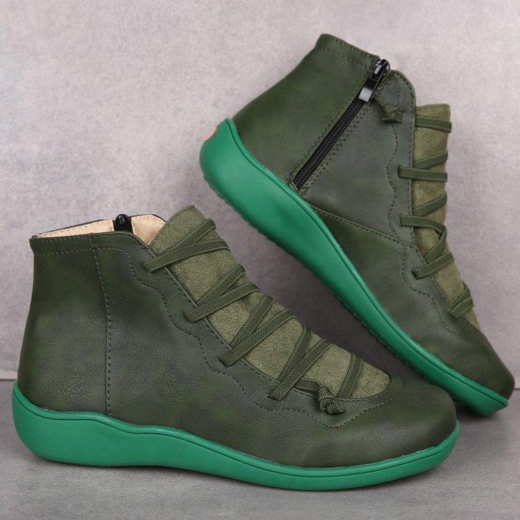 Женские зимние ботинки Ботильоны из искусственной кожи Весенние туфли на плоской подошве Женские повседневные короткие ботинки Модные ретро-ботинки на шнуровке Zapatos Mujer