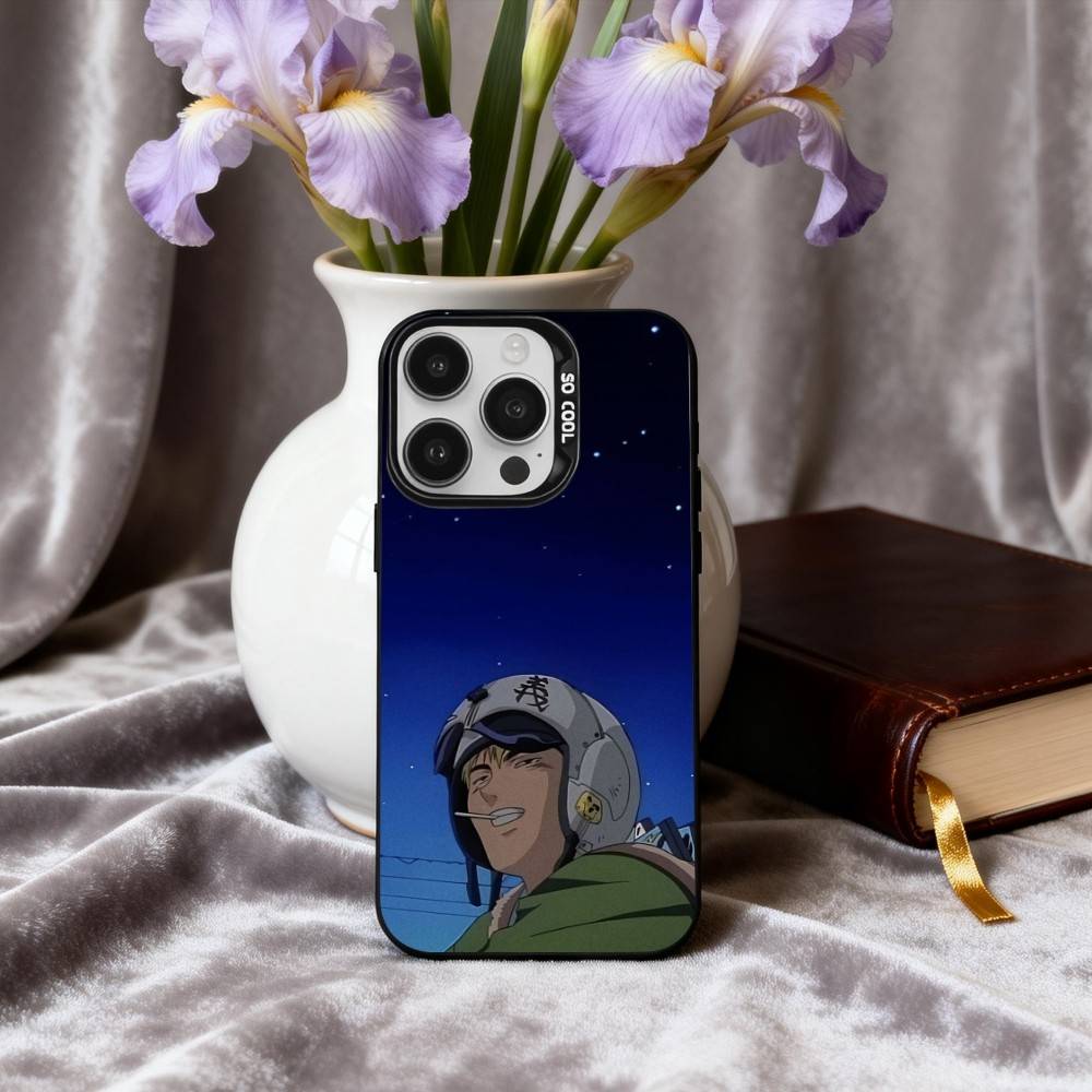 Чехол для телефона G-GTO-Onizuka T-Teacher-R для iPhone 17, 16, 15, 14, 13, 12, 11 Plus, Pro Max Черный Покрытие Серебряный Конфетный