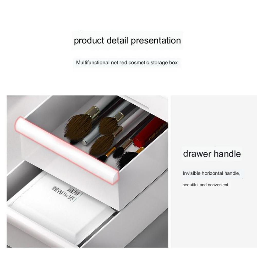 Тип ящика Женская косметичка для макияжа Коробка для общежития Организационная пластиковая полка Косметика для ухода за кожей Туалетный столик Настольный ящик для хранения Держатель кисточек для макияжа