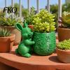 Mini Flowerpot 3D Printed Bunny Hugging Succulents Planter, Cute Rabbit Flower Pot with Embossed Small Desktop Planter Floral Body, Desk Decor