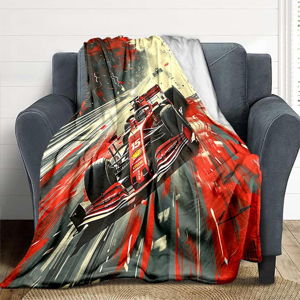 1 шт. Гоночная Формула-1 Фланелевое Пледное Одеяло HD Печать Легкое Мягкое Теплое Всесезонное Одеяло для Дивана, Кровати, Путешествий, Кемпинга Машинная Стирка