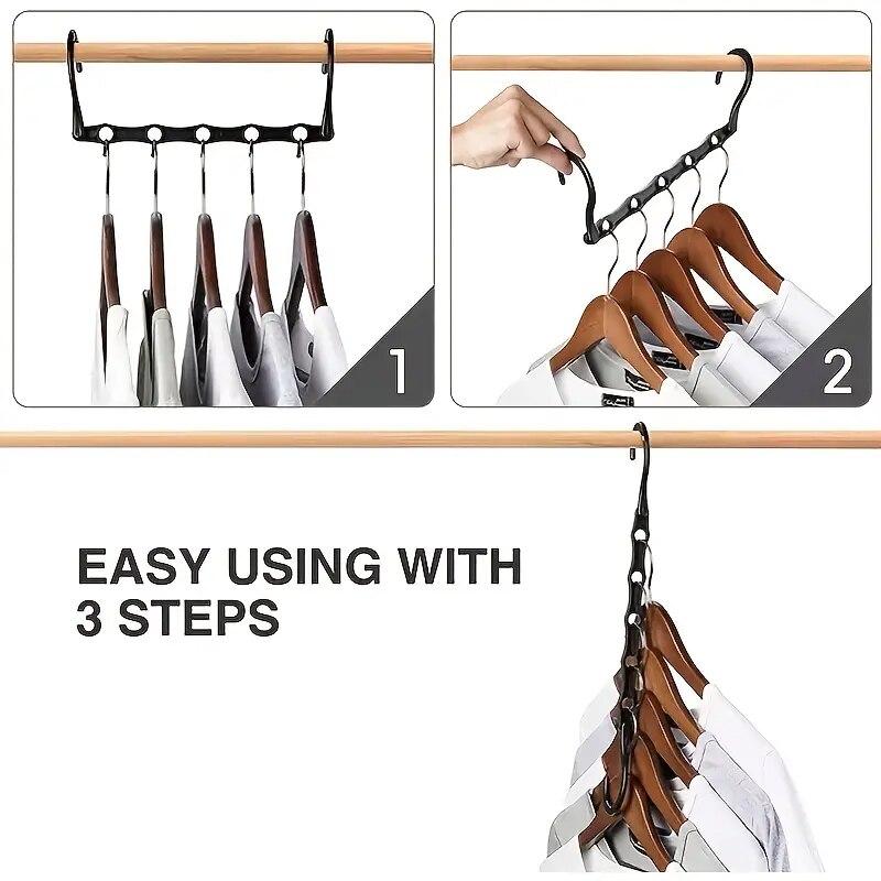 10 шт., экономящие место волшебные вешалки, черный прочный пластиковый держатель, органайзер для тяжелой одежды для общежитий, квартир, небольшой шкаф