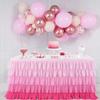 Table Skirt for Rectangle And Round Table Multi-layer Ruffle Reusable Gradient Rainbow Color Beach Parties Ceremony Birthday Party Decoration