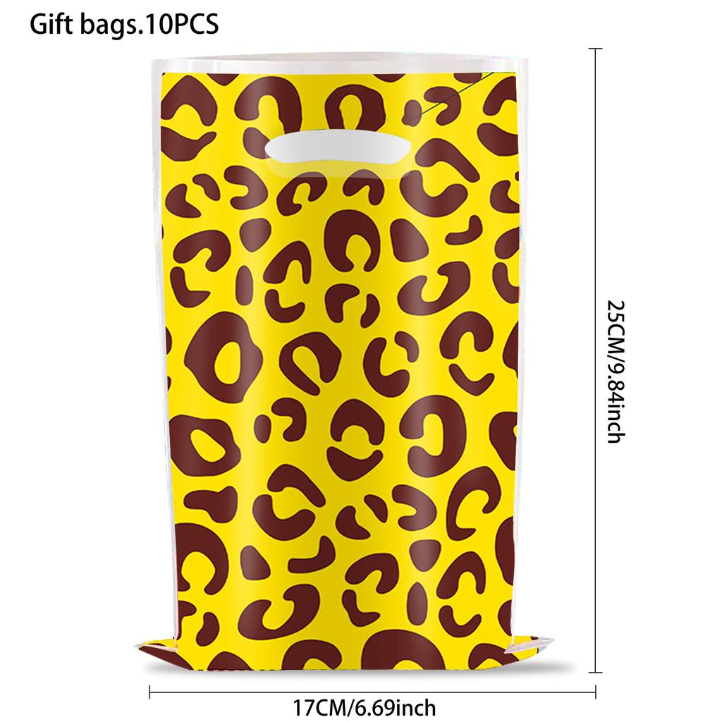 10-40 шт. Пакеты с ручками с животным принтом для возврата конфет на день рождения, детский подарок, пластиковый пакет для джунгли-вечеринки
