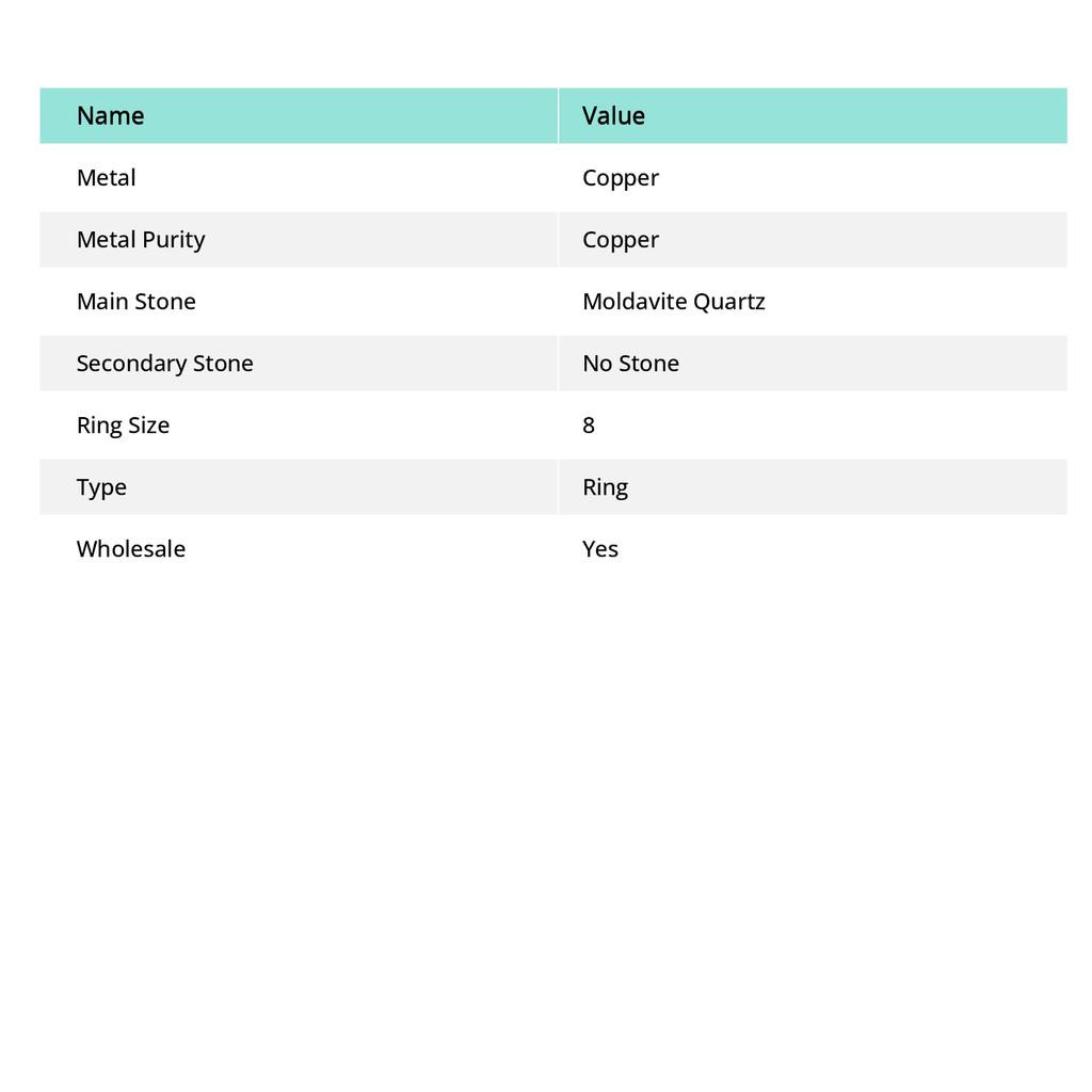 Натуральный молдавитовый кварцевый драгоценный камень, ручная работа, медное ювелирное кольцо, размер 8 Y8j32