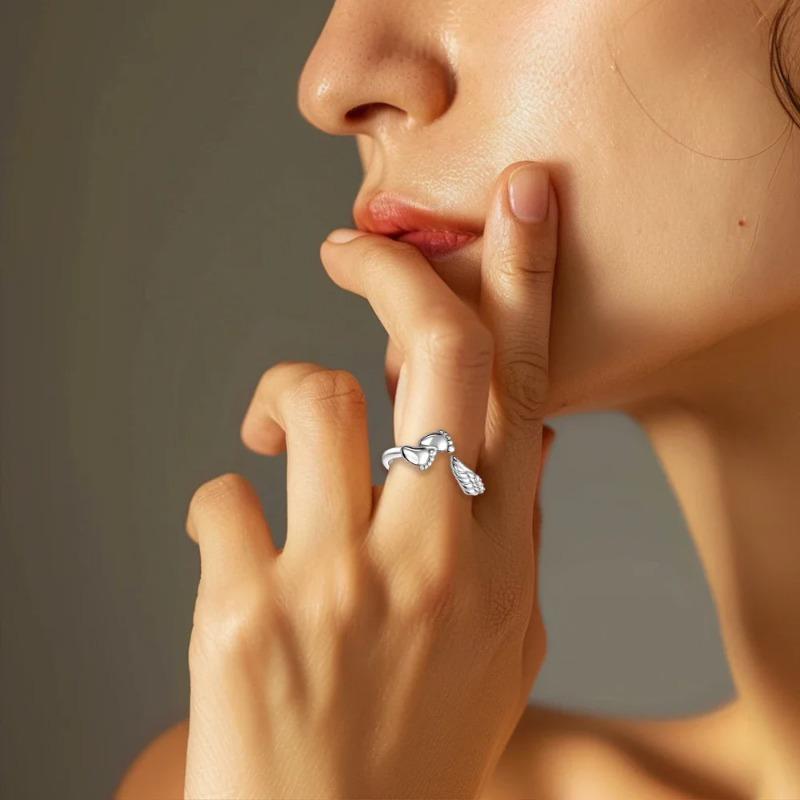 Оригинальное медное открытое кольцо Звезда и Луна Коготь стопы Сердце Регулируемое кольцо для женщин Свадьба День рождения Вечеринка Ювелирное украшение Подарок