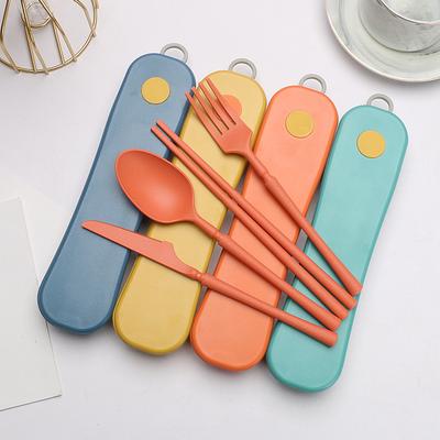 4 шт. Набор столовых приборов из пшеничной соломы, портативная посуда, нож, вилка, ложка, палочки для еды, экологически чистые столовые приборы для путешествий и отдыха на открытом воздухе, утварь